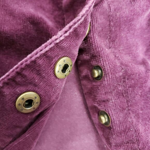 Dressbarn Corduroy Womens Jacket Maroon Cotton Spandex Snap Front Light Medium - Picture 9 of 12